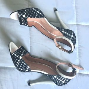Robert Clergerie - “Dalmier” Black and White Tartan Sandals - Size 38 - EUC